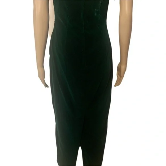 Vintage Scott McClintock Green Velvet Special Occasion Formal Knee Length  Dress